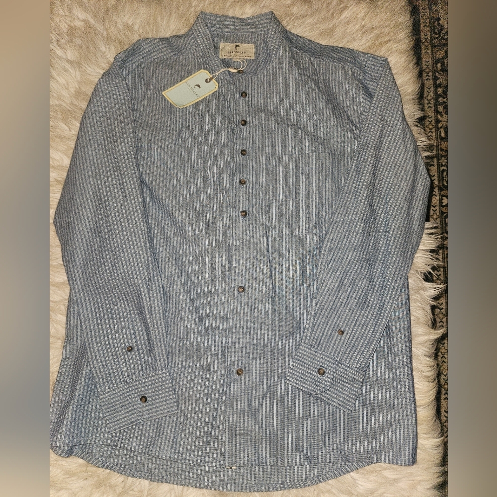 Lee Valley Ireland Vintage-Style Striped Grandfather Shirt – Size Medium – NWT